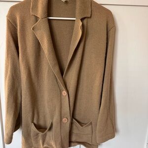 Vintage wool grunge Camel Knit Button-Front Women's Sweater Cardigan size nedium